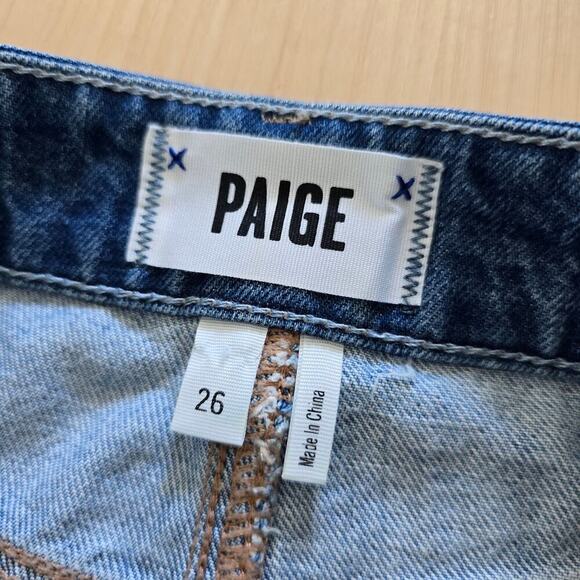 Paige Patchwork Frayed Denim Jean Mini Skirt 26 Boho Y2K - Picture 4 of 7